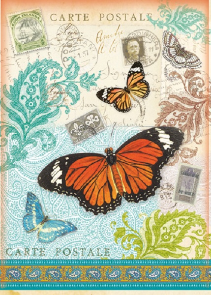 Рисовая бумага для декупажа Stamperia DFSA4024 Бабочки и открытки А4